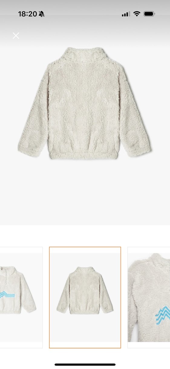 Erkek Çocuk Beyaz Peluş Yüksek Yakalı Sweatshirt - Görsel 2