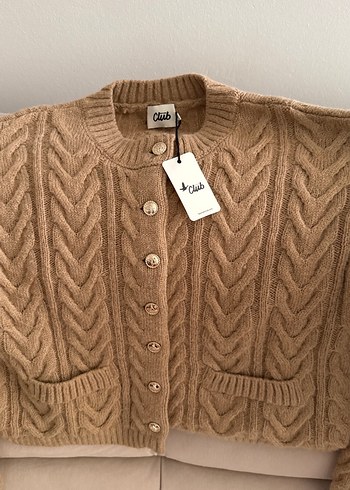 Kadın Örgü Kahverengi Midi Hırka - Görsel 2