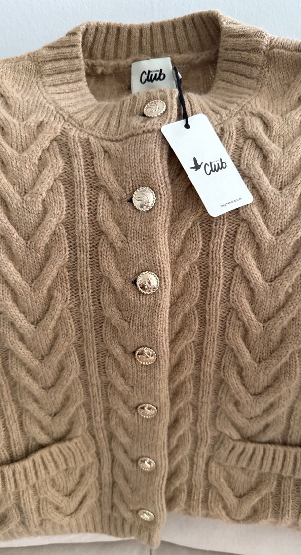 Kadın Örgü Kahverengi Midi Hırka - Görsel 4