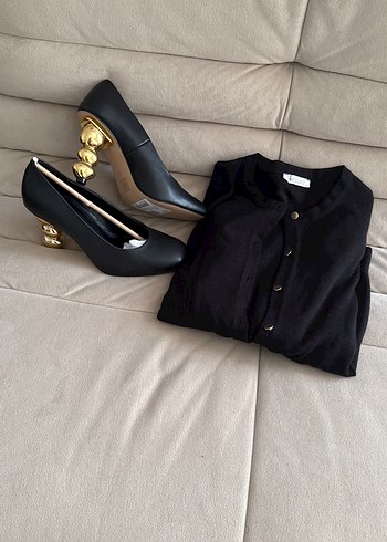 Düğmeli Siyah Kadın Hırka - Görsel 5