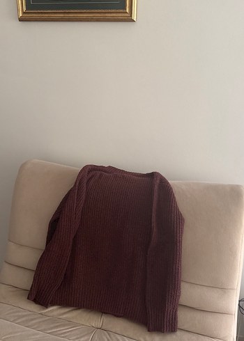 Bordo Kadın Örgü Yün Kazak - Görsel 4