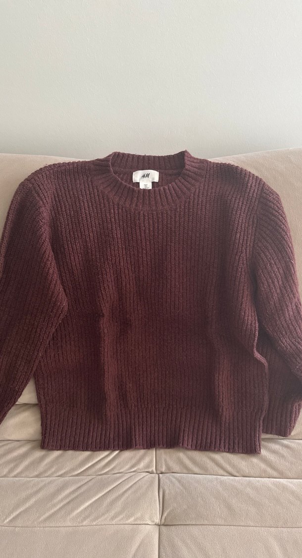 Bordo Kadın Örgü Yün Kazak - Görsel 2