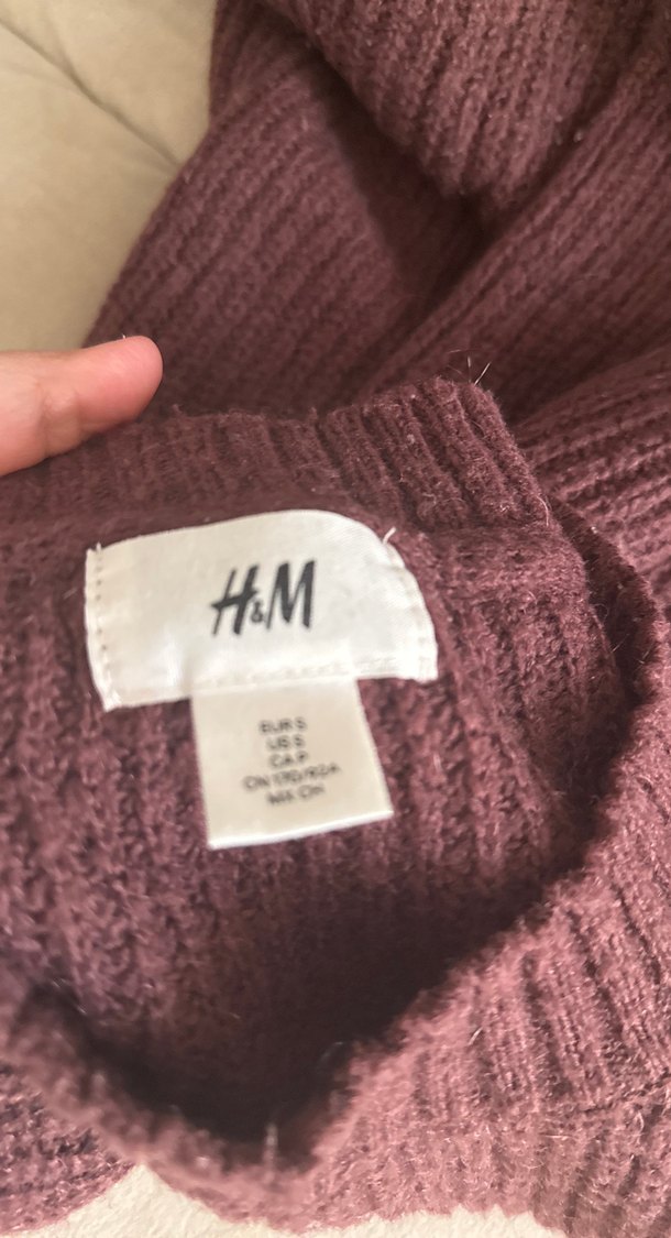 Bordo Kadın Örgü Yün Kazak - Görsel 3