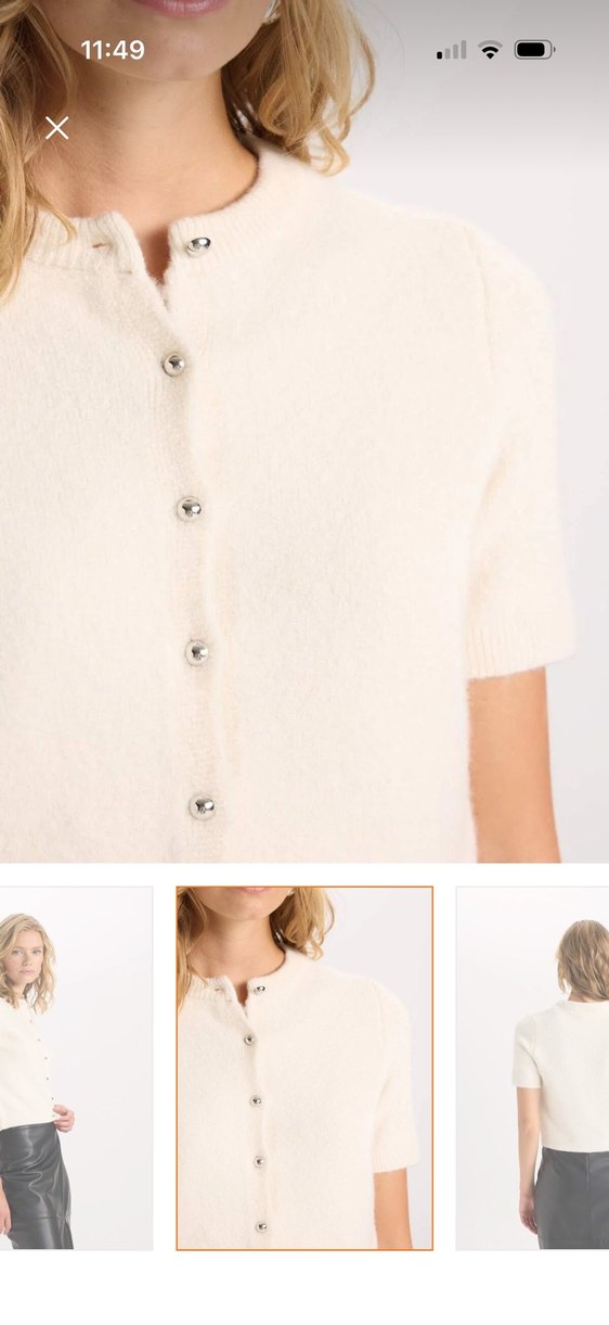 Kısa Kollu Beyaz Mini Düğmeli Kadın Hırka - Görsel 5