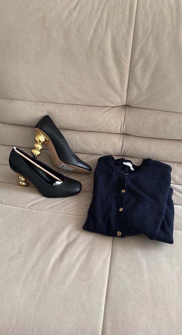 Düğmeli Siyah Süet Midi Hırka - Görsel 5