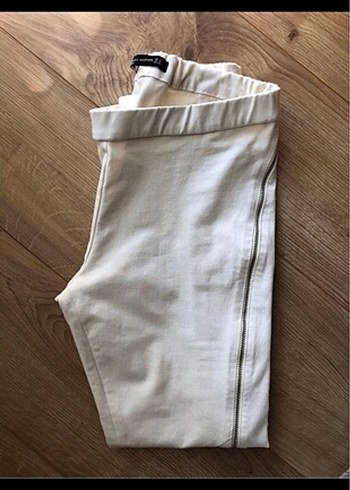 Kadın Beyaz Keten Midi Kumaş Pantolon