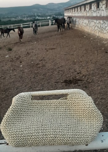 Örgü Kadın Clutch Çanta Bej