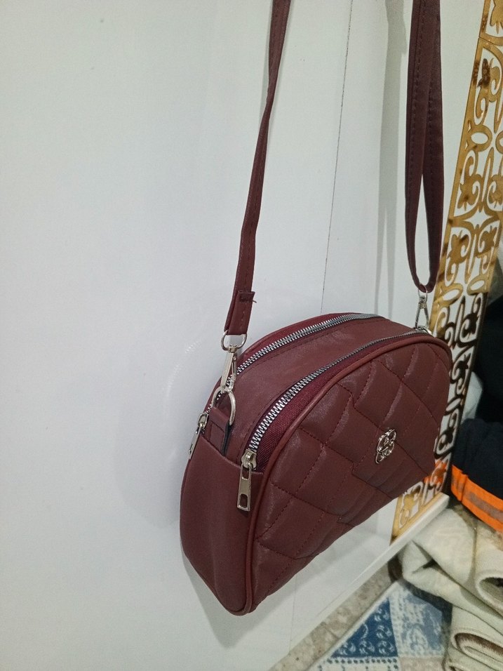 Bordo Deri Kadın  el Çantası - Görsel 2