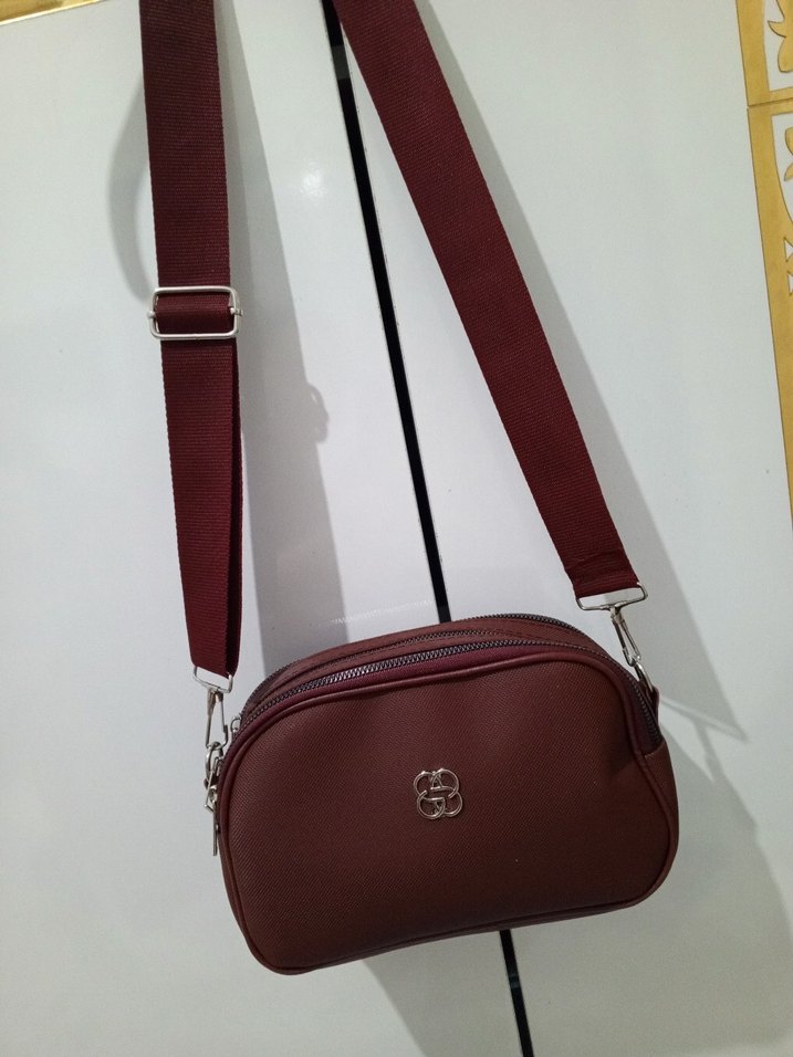 Bordo Deri Kadın Omuz Çantası - Görsel 3