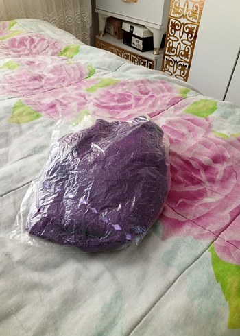 Parlak Mor V Yaka Uzun Kollu Triko Kazak - Görsel 6