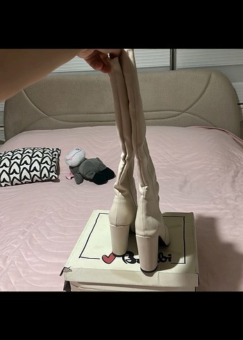 Bej Deri Dizüstü Kadın Çizme BAMBİ - Görsel 3