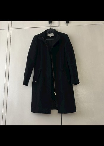 İPEKYOL kaşe Siyah Fermuarlı Uzun Kaban - Görsel 2