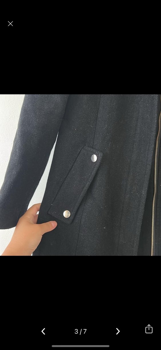 İPEKYOL kaşe Siyah Fermuarlı Uzun Kaban - Görsel 3