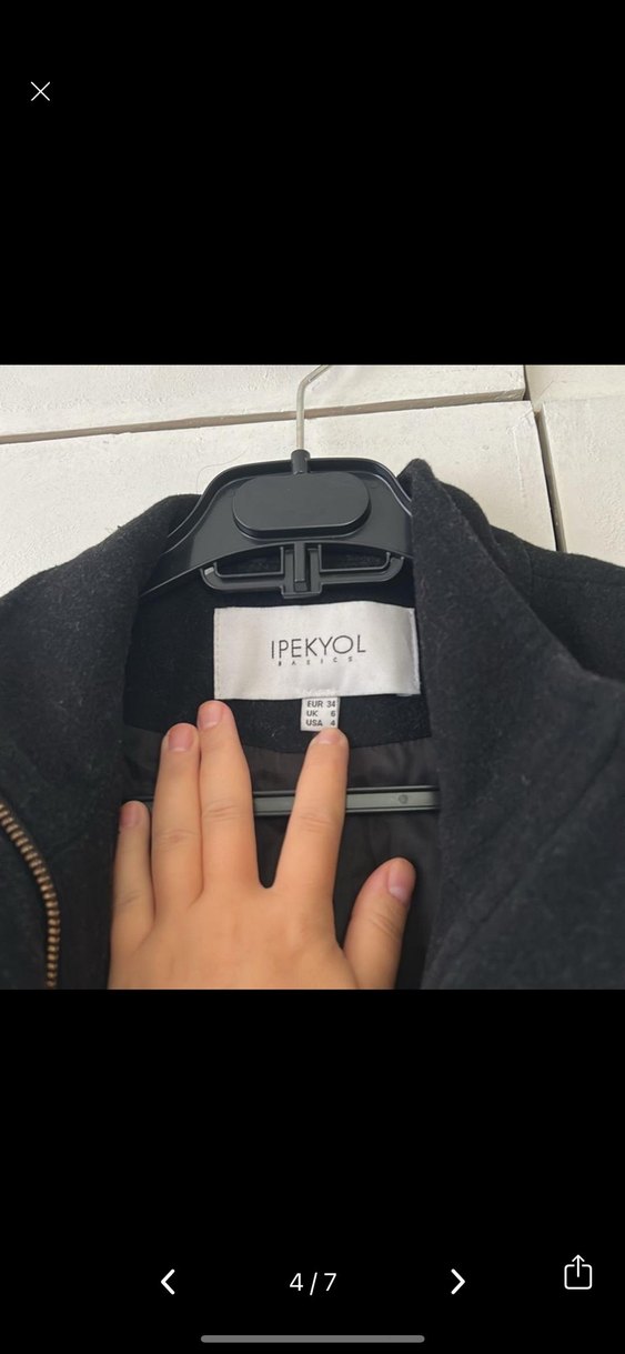 İPEKYOL kaşe Siyah Fermuarlı Uzun Kaban - Görsel 4