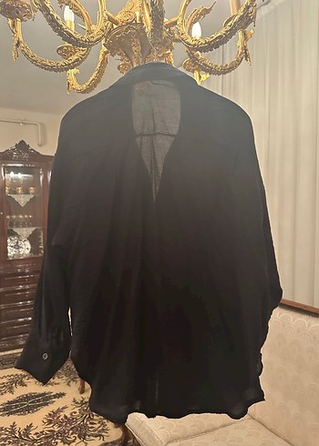 Taşlı siyah gömlek - Görsel 5