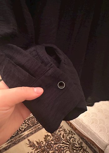 Taşlı siyah gömlek - Görsel 6