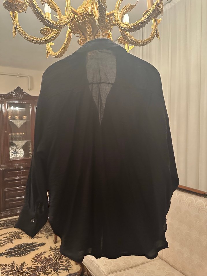 Taşlı siyah gömlek - Görsel 5