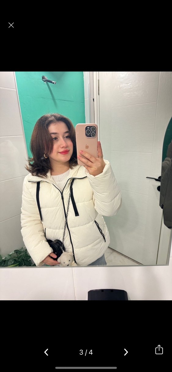 Beyaz Kapüşonlu Şişme Kadın Mont MAVİ JEANS - Görsel 3