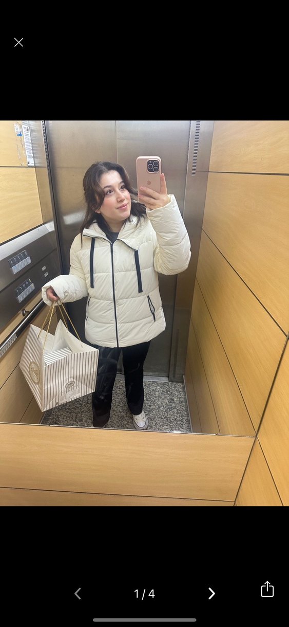 Beyaz Kapüşonlu Şişme Kadın Mont MAVİ JEANS - Görsel 5