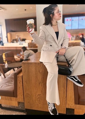 Taş rengi blazer takım - Görsel 2