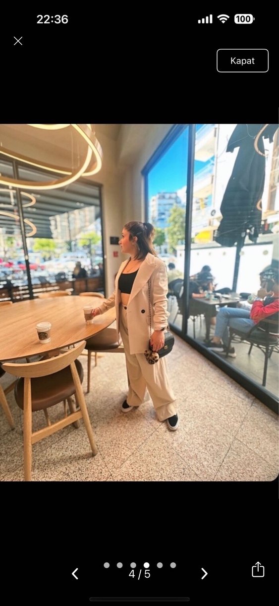 Taş rengi blazer takım - Görsel 4