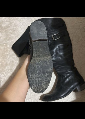 Kadın Siyah Deri Tokalı TERGAN ÇİZME - Görsel 7