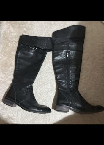 Kadın Siyah Deri Tokalı TERGAN ÇİZME - Görsel 4