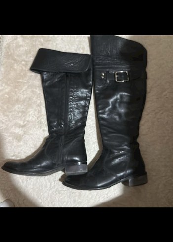 Kadın Siyah Deri Tokalı TERGAN ÇİZME - Görsel 6