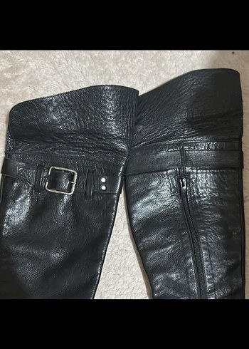 Kadın Siyah Deri Tokalı TERGAN ÇİZME - Görsel 3