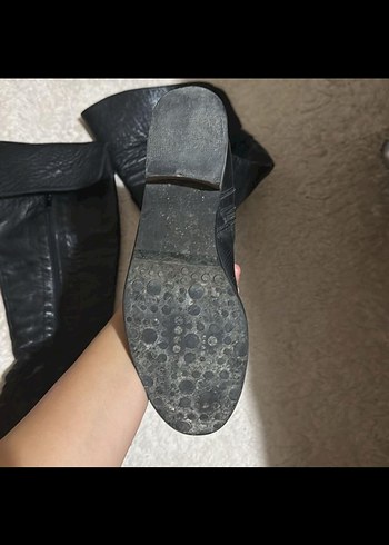 Kadın Siyah Deri Tokalı TERGAN ÇİZME - Görsel 8