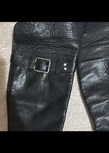 Kadın Siyah Deri Tokalı TERGAN ÇİZME - Görsel 2