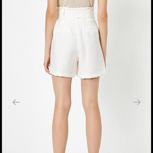 KOTON beyaz keten şort - Görsel 4