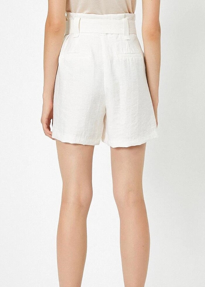 KOTON beyaz keten şort - Görsel 4