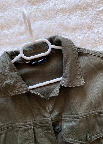 Kadın Haki kot ceket Uzun Kollu - Görsel 3