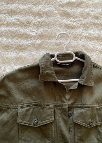 Kadın Haki kot ceket Uzun Kollu - Görsel 5