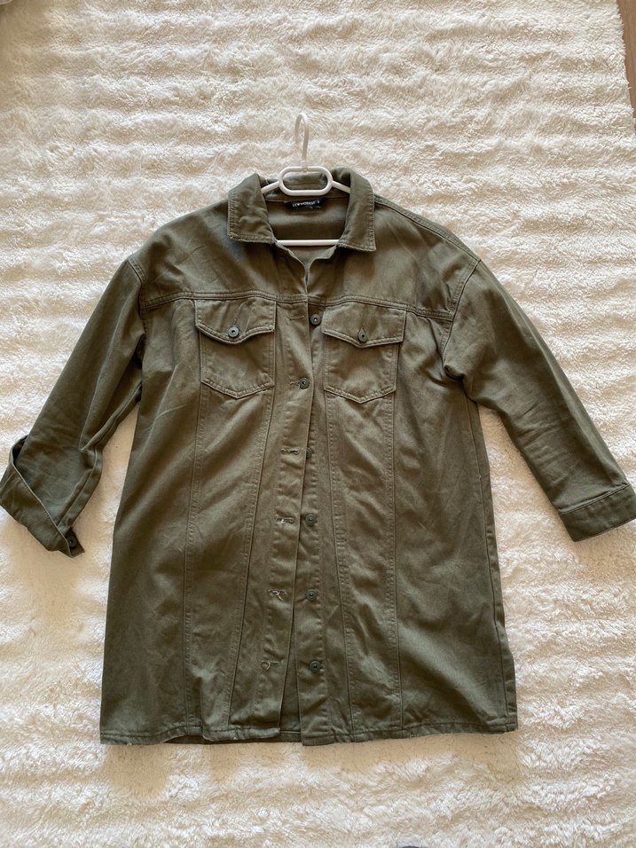 Kadın Haki kot ceket Uzun Kollu - Görsel 2