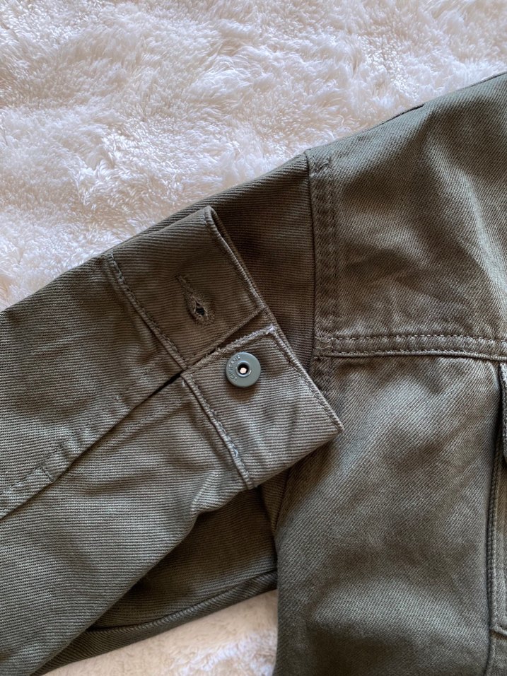Kadın Haki kot ceket Uzun Kollu - Görsel 4