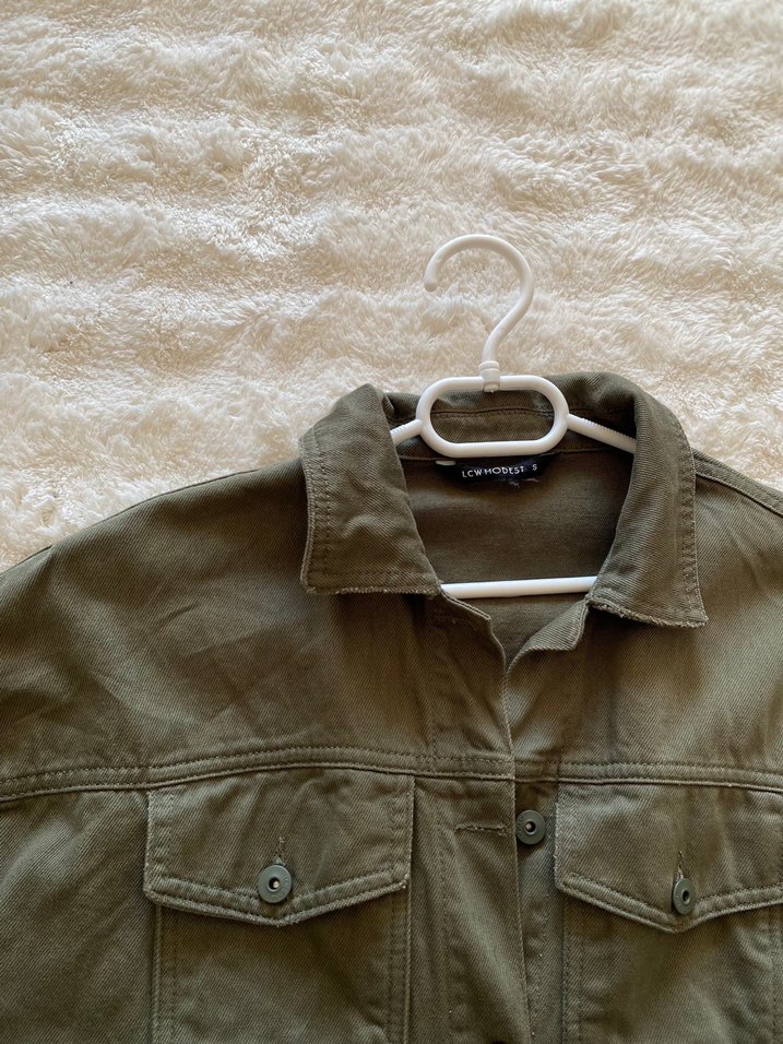 Kadın Haki kot ceket Uzun Kollu - Görsel 5