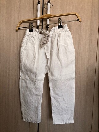 Zara beyaz keten tarz pantolon