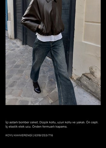 Koyu Kahverengi Deri Bomber Ceket