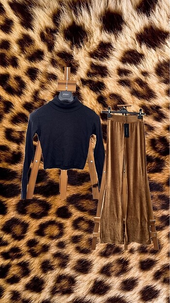 Kadife tayt siyah crop