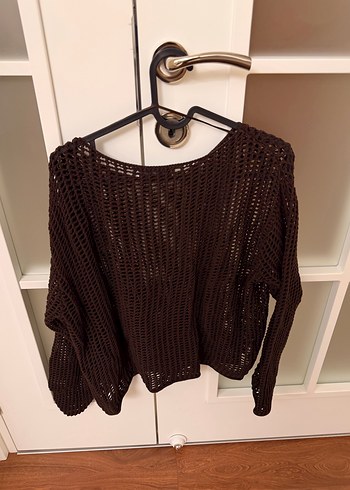 Örgü Bohem Kadın Kazak Kahverengi - Görsel 2