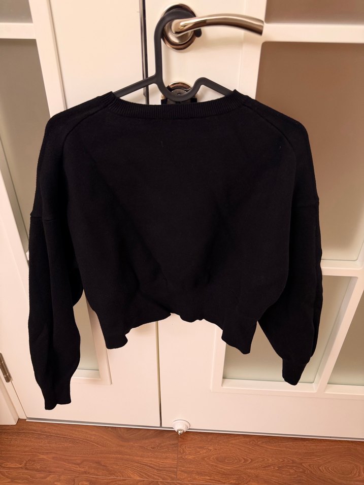 Siyah Crop Triko Kazak - Görsel 4