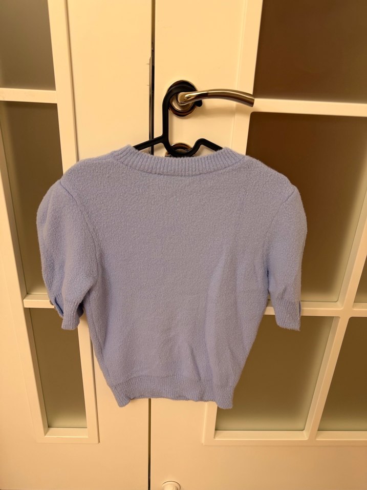 Mor Kısa Kollu Sıcak Tutan Örgü Kadın Kazak - Görsel 2