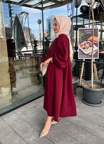 universal Beden Zeysus robalı bordo elbise