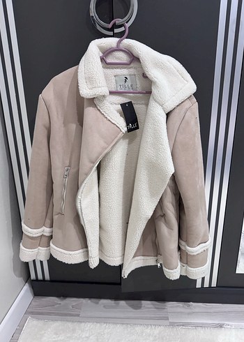 Kürklü Bej Süet Kadın Ceket - Görsel 4