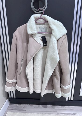 Kürklü Bej Süet Kadın Ceket - Görsel 3