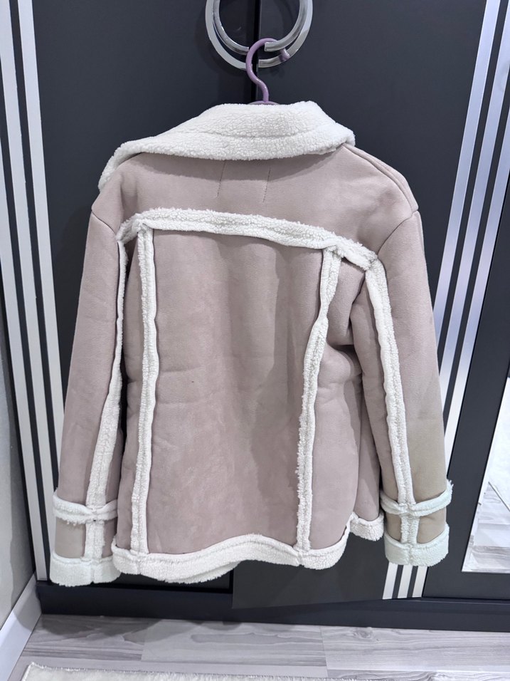 Kürklü Bej Süet Kadın Ceket - Görsel 2