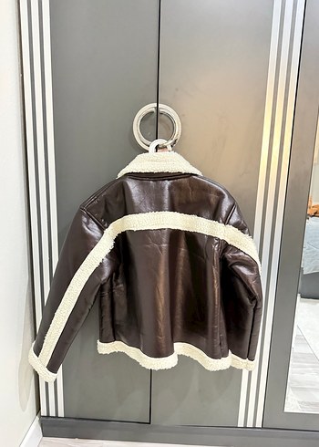 Kahverengi Kürklü Deri Kadın Ceket - Görsel 4