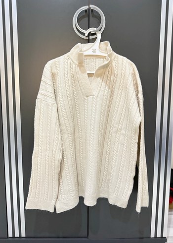 Beyaz Örgü Kadın Triko Kazak - Görsel 3